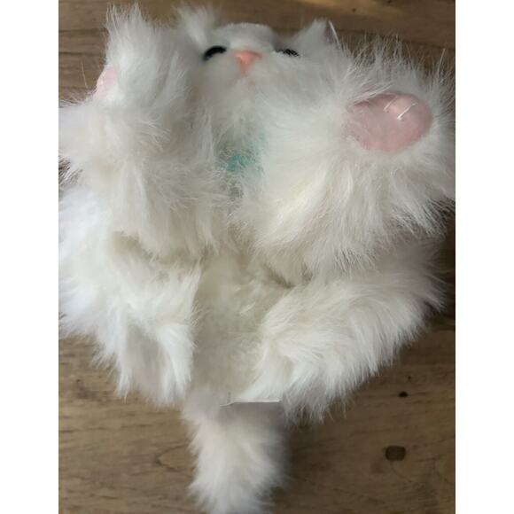 Vtg Tyco DSI Kitty Kitty Kittens Plush Toy 2000 White Blue Bow & Purr With Tag - Picture 5 of 8